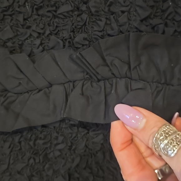 New Zara Black Spaghetti Strap Stretchy Smocked Ruffle Hem Tank - Picture 3 of 12